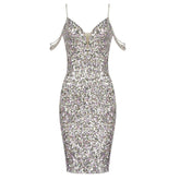 Sequin Crystal Spaghetti Strap Colorful Prom Dresses